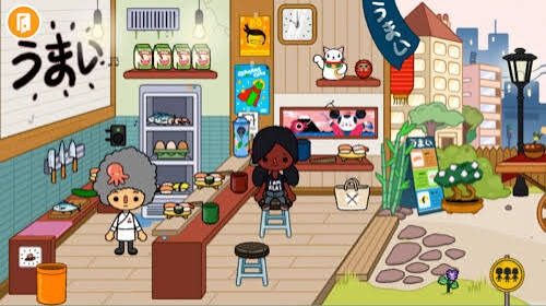 Суши-ресторан с конвейером и блюдами в Toca Boca